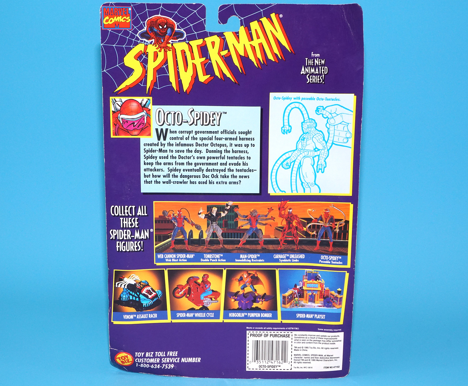 MARVEL SPIDER-MAN ANIMATED SERIES OCTO-SPIDEY MOC MOSC US CARD 1995 TOY BIZ - Image 8