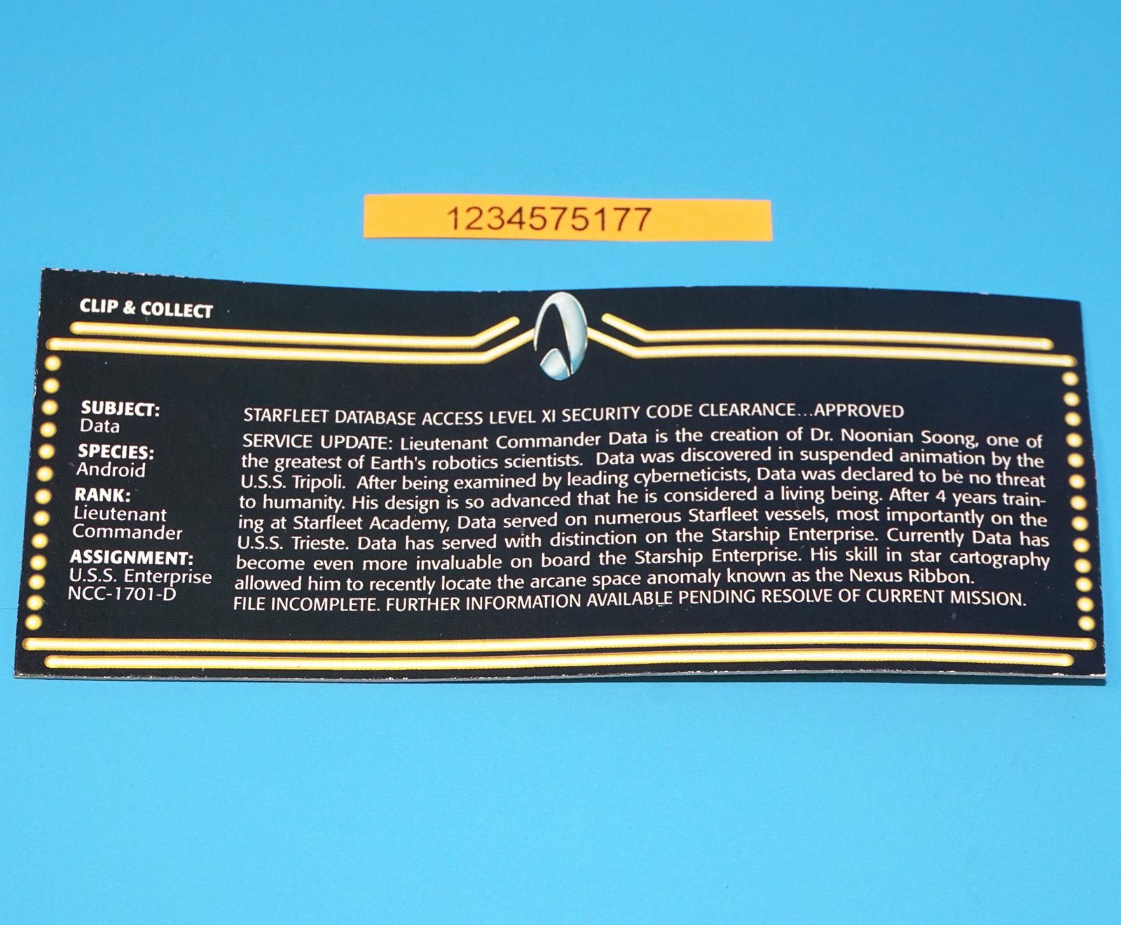 STAR TREK GENERATIONS LIEUTENANT COMMANDER DATA 100% COMPLETE 1994 PLAYMATES - Image 5