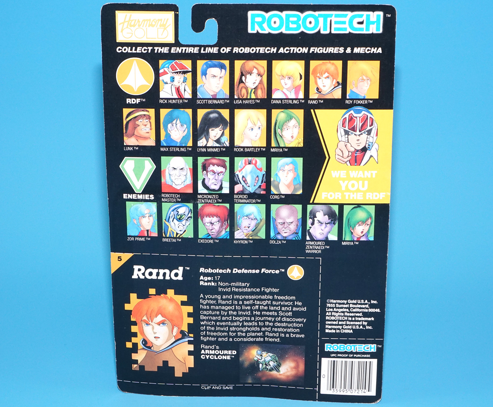 ROBOTECH RAND MOC MOSC US CARD 1992 HARMONY GOLD - Image 7