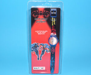 BATMAN & ROBIN LENTICULAR FLIP TOP WATCH MOC MOSC 1997 WATCHIT