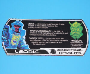 VISIONARIES SPECTRAL KNIGHTS LEORIC FILE CARD FILECARD SPECS 1987 HASBRO
