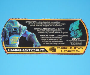 VISIONARIES DARKLING LORDS DARKSTORM FILE CARD FILECARD SPECS 1987 HASBRO
