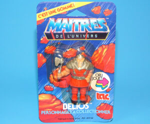 MOTU HE-MAN MASTERS OF THE UNIVERSE GOMME COLLECTIBLE ERASER BELIOS RAM-MAN MOC MOSC EURO CARD 1984 TAC FRANCE MATTEL READ