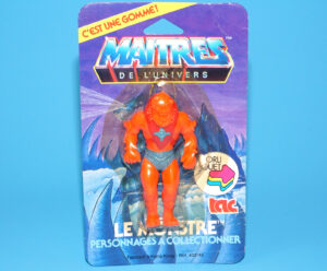 MOTU HE-MAN MASTERS OF THE UNIVERSE GOMME COLLECTIBLE ERASER LE MONSTRE BEAST MAN MOC MOSC EURO CARD 1984 TAC FRANCE MATTEL READ