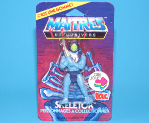 MOTU HE-MAN MASTERS OF THE UNIVERSE GOMME COLLECTIBLE ERASER SKELETOR MOC MOSC EURO CARD 1984 TAC FRANCE MATTEL READ