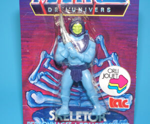 MOTU HE-MAN MASTERS OF THE UNIVERSE GOMME COLLECTIBLE ERASER SKELETOR MOC MOSC EURO CARD 1984 TAC FRANCE MATTEL READ