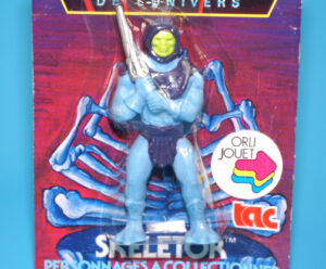 MOTU HE-MAN MASTERS OF THE UNIVERSE GOMME COLLECTIBLE ERASER SKELETOR MOC MOSC EURO CARD 1984 TAC FRANCE MATTEL READ