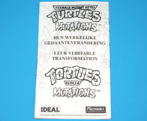 TMNT TEENAGE MUTANT NINJA TURTLES ORIGINAL SPARE INSERT INSTRUCTIONS MUTATIONS LEONARDO EURO HERO 1992 PLAYMATES