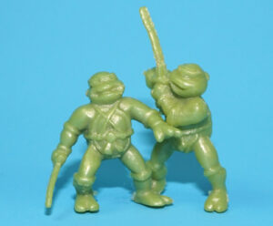 TMNT TEENAGE MUTANT NINJA TURTLES PVC MICRO FIGURES LEONARDO & RAPHAEL 1990 YOLANDA PROMO