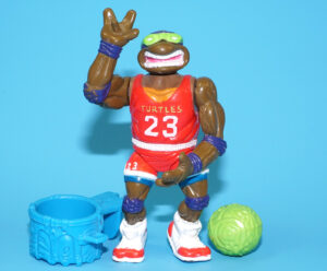 TMNT TEENAGE MUTANT NINJA TURTLES EURO SLAM DUNKIN’ DON BLUE ACCESSORIES 100% COMPLETE 1991 PLAYMATES HTF
