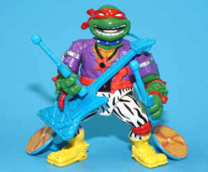 TMNT TEENAGE MUTANT NINJA TURTLES EURO HEAVY METAL RAPH BLUE ACCESSORIES 100% COMPLETE 1991 PLAYMATES HTF