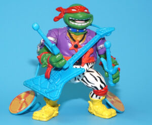 TMNT TEENAGE MUTANT NINJA TURTLES EURO HEAVY METAL RAPH BLUE ACCESSORIES 100% COMPLETE 1991 PLAYMATES HTF