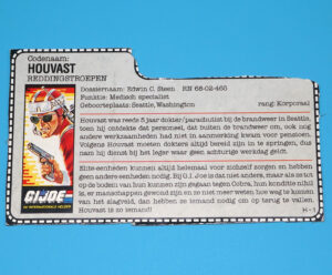 1986 GI JOE LIFELINE v1 FILE CARD FILECARD NL DUTCH HASBRO