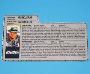 1988 GI JOE MUSKRAT v1 FILE CARD FILECARD NL FR BENELUX HASBRO