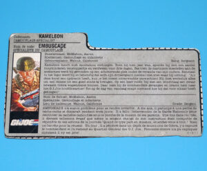 1990 GI JOE AMBUSH v1 FILE CARD FILECARD NL FR BENELUX HASBRO