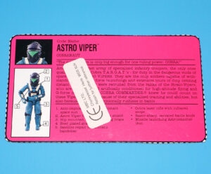 1993 GI JOE STAR BRIGADE ASTRO-VIPER v2 FILE CARD FILECARD US USA HASBRO