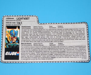 1988 GI JOE LIGHTFOOT v1 FILE CARD FILECARD NL FR BENELUX HASBRO