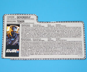 1988 GI JOE SHOCKWAVE v1 FILE CARD FILECARD NL FR BENELUX HASBRO