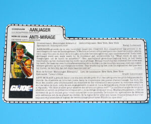 1989 GI JOE BACKBLAST v1 FILE CARD FILECARD NL FR BENELUX HASBRO