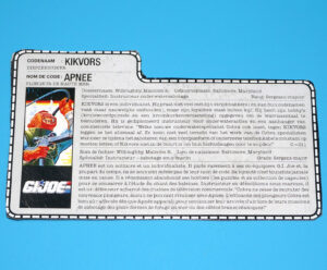 1989 GI JOE DEEP SIX v2 FILE CARD FILECARD NL FR BENELUX HASBRO