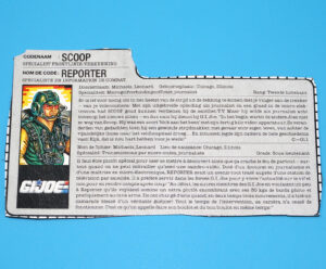 1989 GI JOE SCOOP v1 FILE CARD FILECARD NL FR BENELUX HASBRO