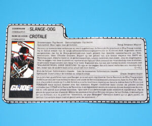 1989 GI JOE SNAKE EYES v3 FILE CARD FILECARD NL FR BENELUX HASBRO
