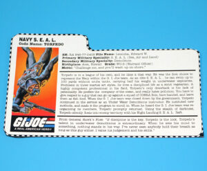 1997 GI JOE TORPEDO v2 FILE CARD FILECARD US USA HASBRO