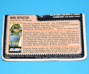 1983 GI JOE TRIPWIRE v1 FILE CARD FILECARD USA HASBRO