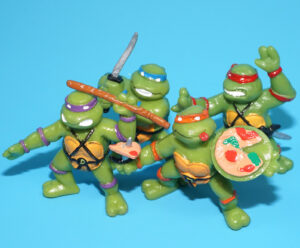 TMNT TEENAGE MUTANT NINJA TURTLES PVC TOY FIGURES DON LEO MIKE RAPH 1990 YOLANDA