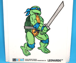 TMNT TEENAGE MUTANT NINJA TURTLES CLING IT WINDOW STICKER LEONARDO MOC MOSC EURO HERO CARD 1990 KIDWORKS