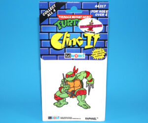 TMNT TEENAGE MUTANT NINJA TURTLES CLING IT WINDOW STICKER RAPHAEL MOC MOSC EURO HERO CARD 1990 KIDWORKS