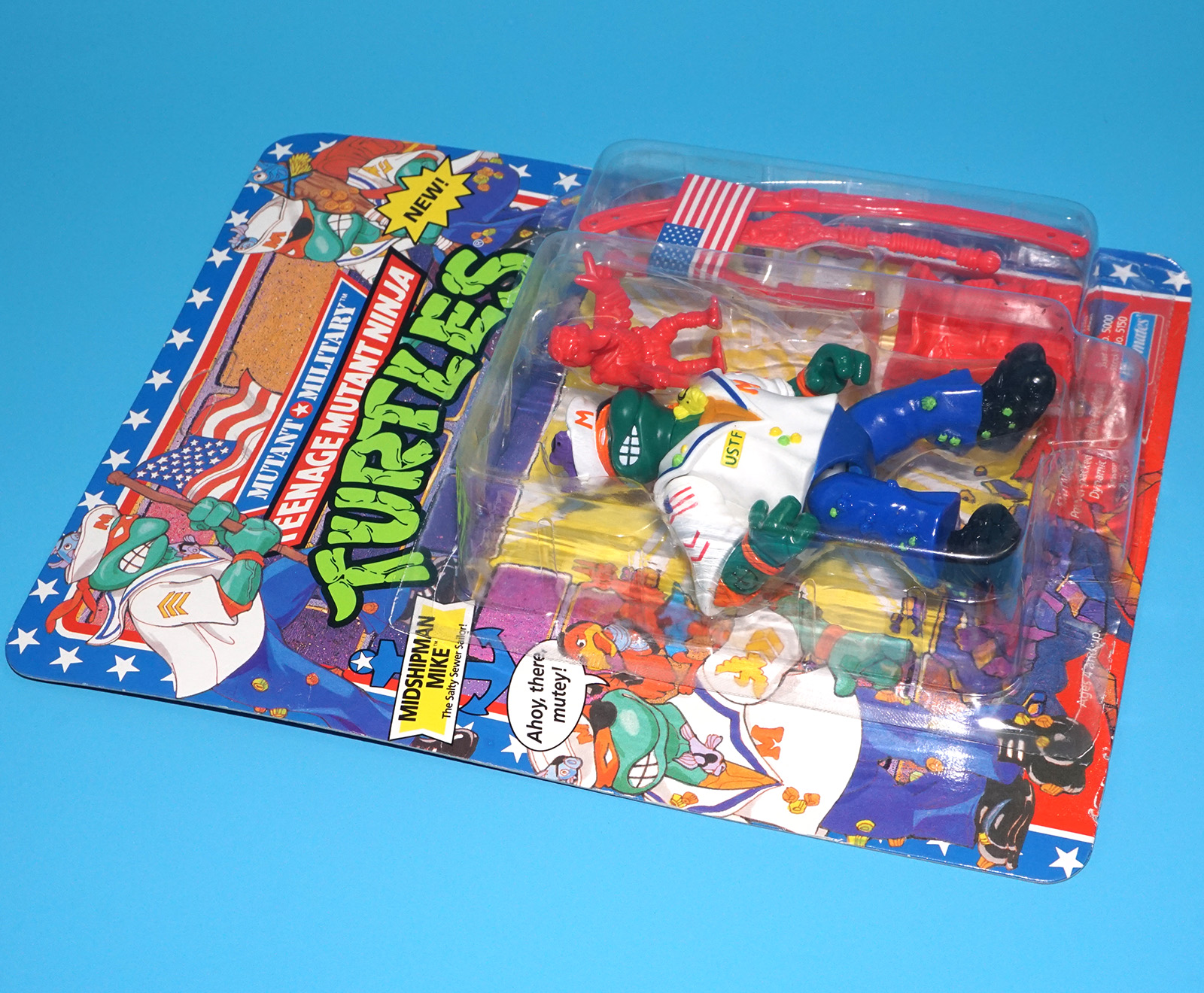 TMNT TEENAGE MUTANT NINJA TURTLES MUTANT MILITARY MIDSHIPMAN MIKE MOC US CARD 1992 PLAYMATES READ - Image 3