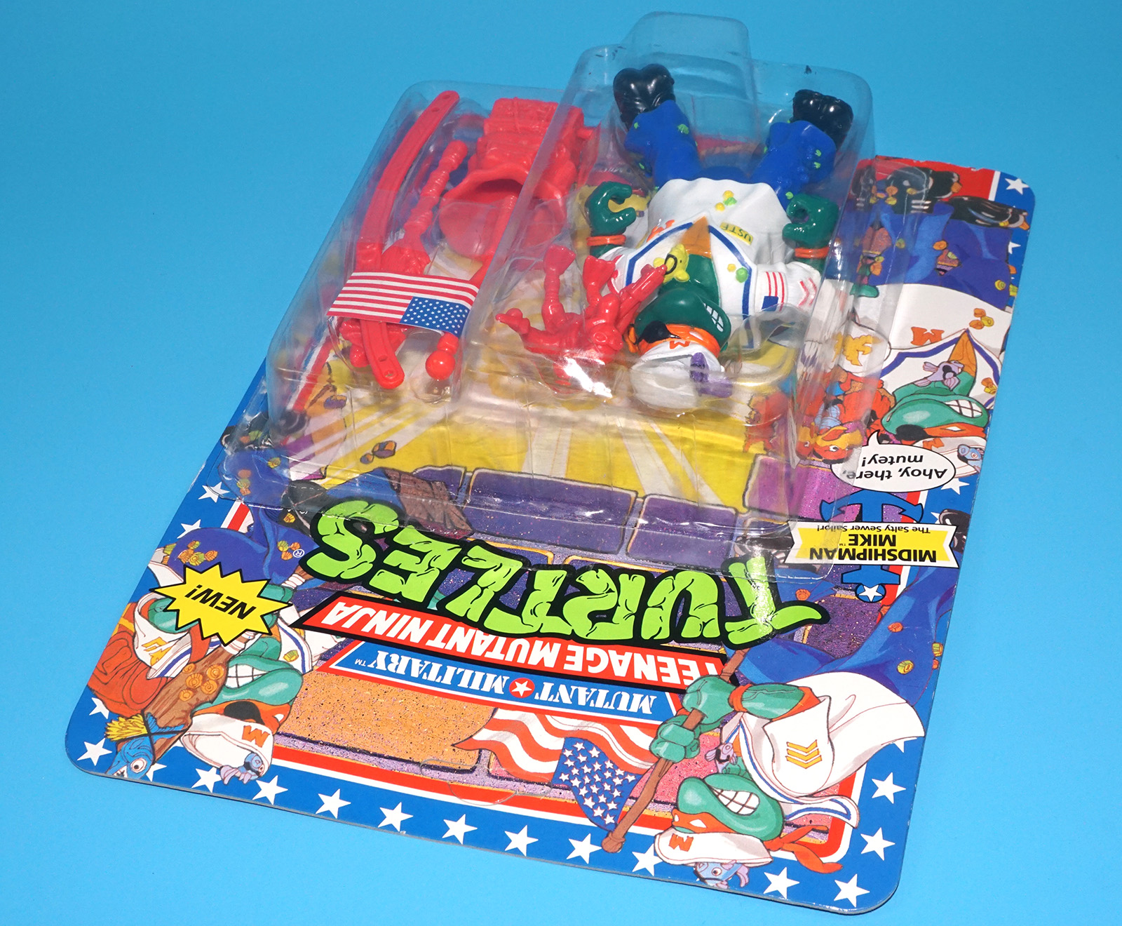 TMNT TEENAGE MUTANT NINJA TURTLES MUTANT MILITARY MIDSHIPMAN MIKE MOC US CARD 1992 PLAYMATES READ - Image 4