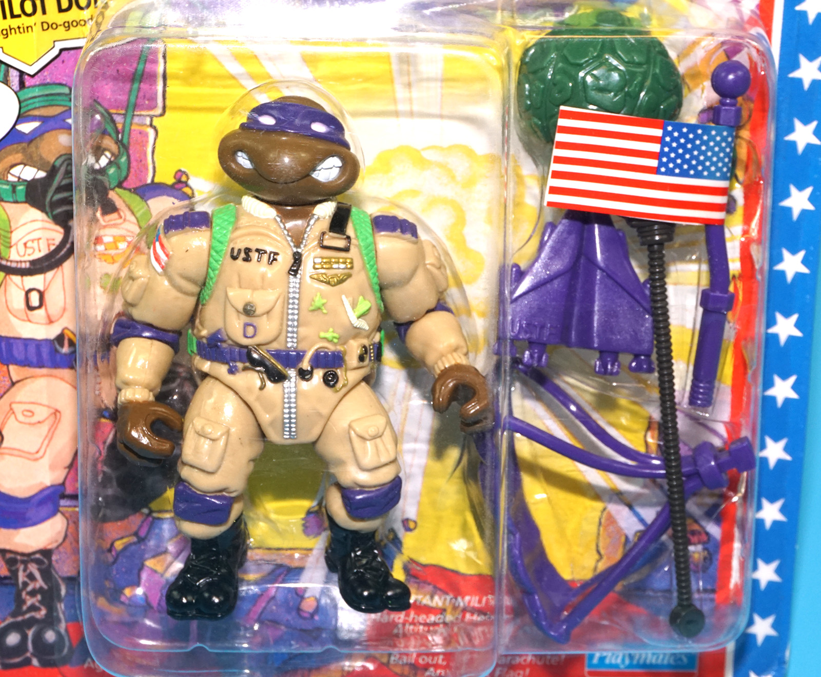 TMNT TEENAGE MUTANT NINJA TURTLES MUTANT MILITARY PRO PILOT DON MOC MOSC SEALED US CARD 1992 PLAYMATES - Image 2