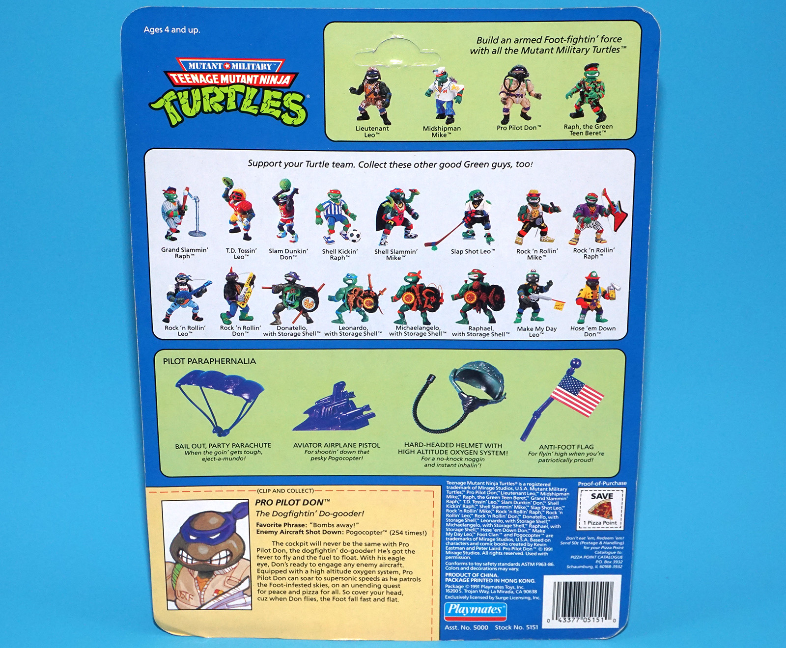 TMNT TEENAGE MUTANT NINJA TURTLES MUTANT MILITARY PRO PILOT DON MOC MOSC SEALED US CARD 1992 PLAYMATES - Image 8