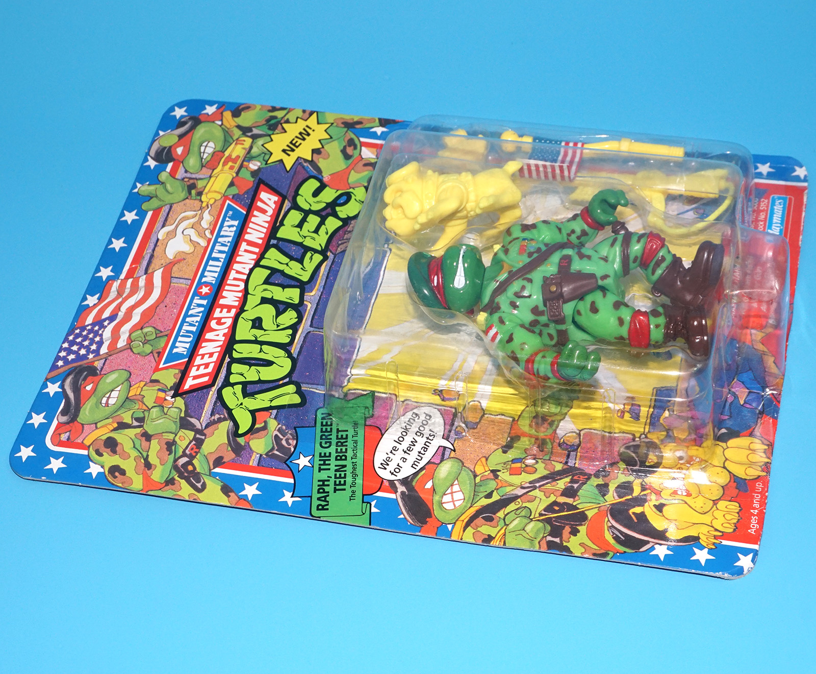 TMNT TEENAGE MUTANT NINJA TURTLES MUTANT MILITARY RAPH THE GREEN BERET MOC MOSC SEALED CARD 1992 PLAYMATES - Image 3