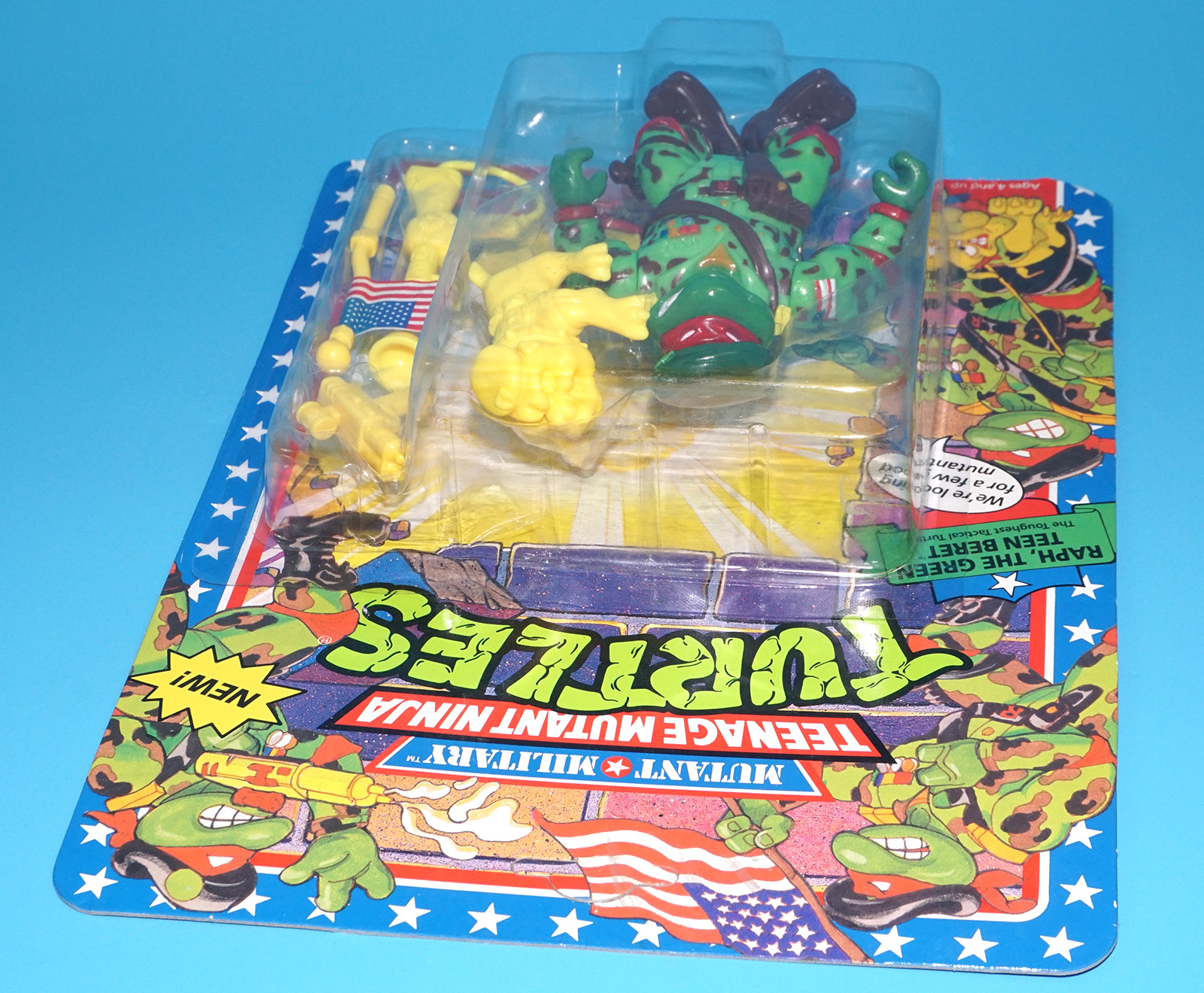 TMNT TEENAGE MUTANT NINJA TURTLES MUTANT MILITARY RAPH THE GREEN BERET MOC MOSC SEALED CARD 1992 PLAYMATES - Image 4