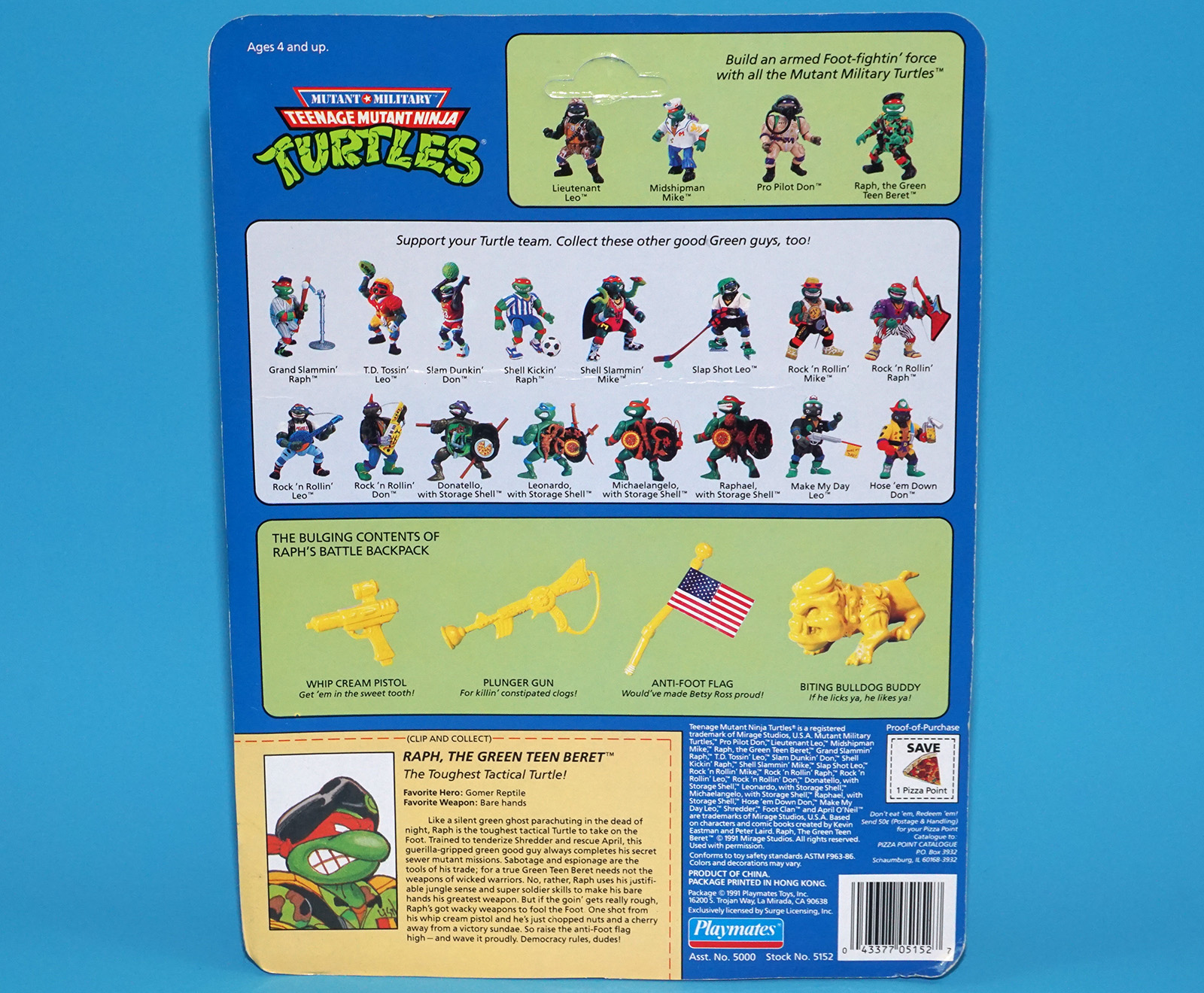 TMNT TEENAGE MUTANT NINJA TURTLES MUTANT MILITARY RAPH THE GREEN BERET MOC MOSC SEALED CARD 1992 PLAYMATES - Image 8