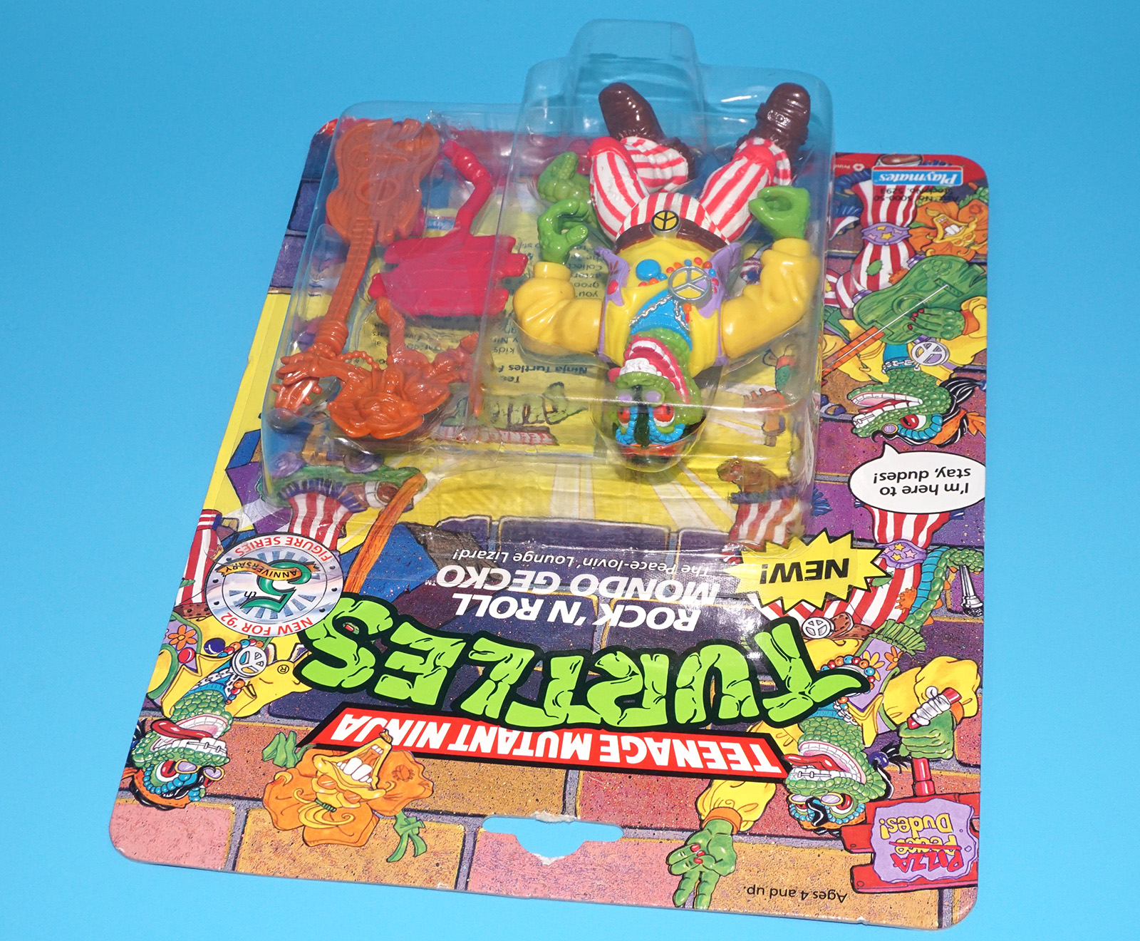 TMNT TEENAGE MUTANT NINJA TURTLES ROCK 'N ROLL MONDO GECKO MOC MOSC SEALED US CARD 1992 PLAYMATES - Image 4