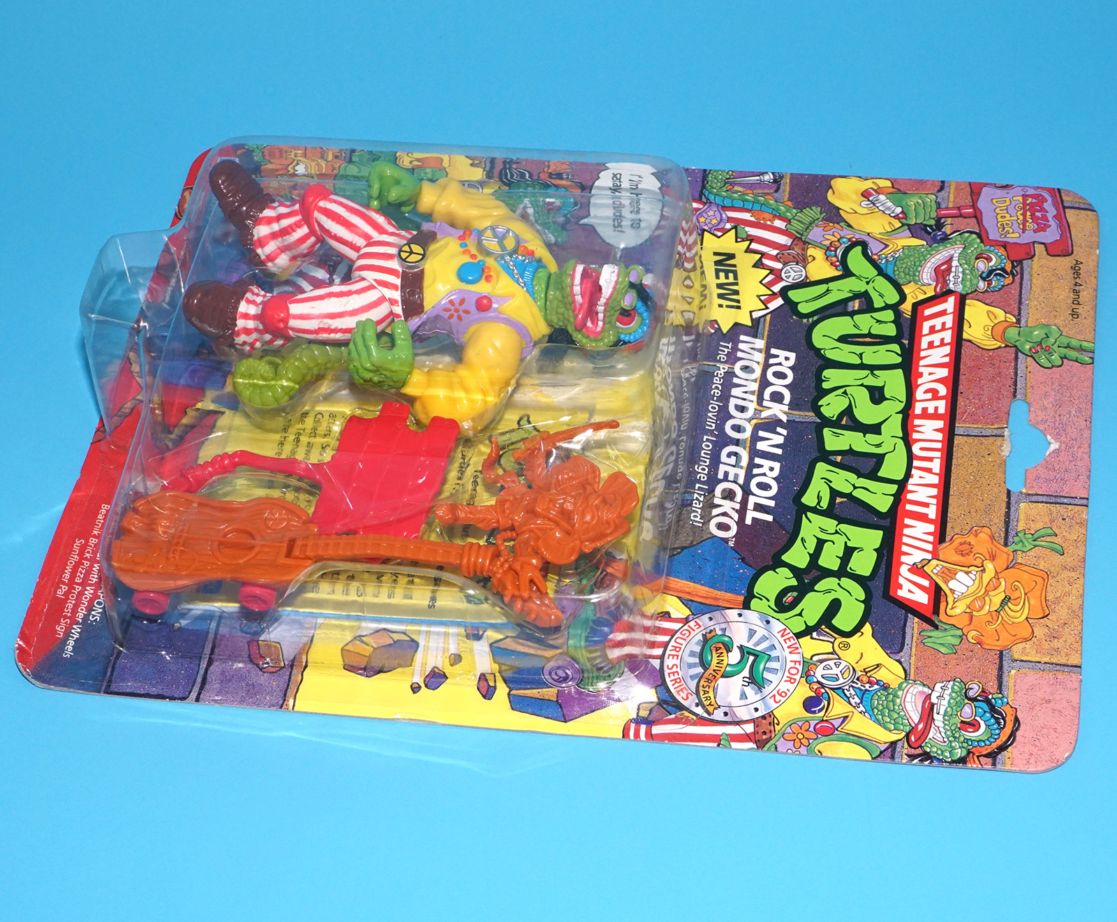 TMNT TEENAGE MUTANT NINJA TURTLES ROCK 'N ROLL MONDO GECKO MOC MOSC SEALED US CARD 1992 PLAYMATES - Image 6