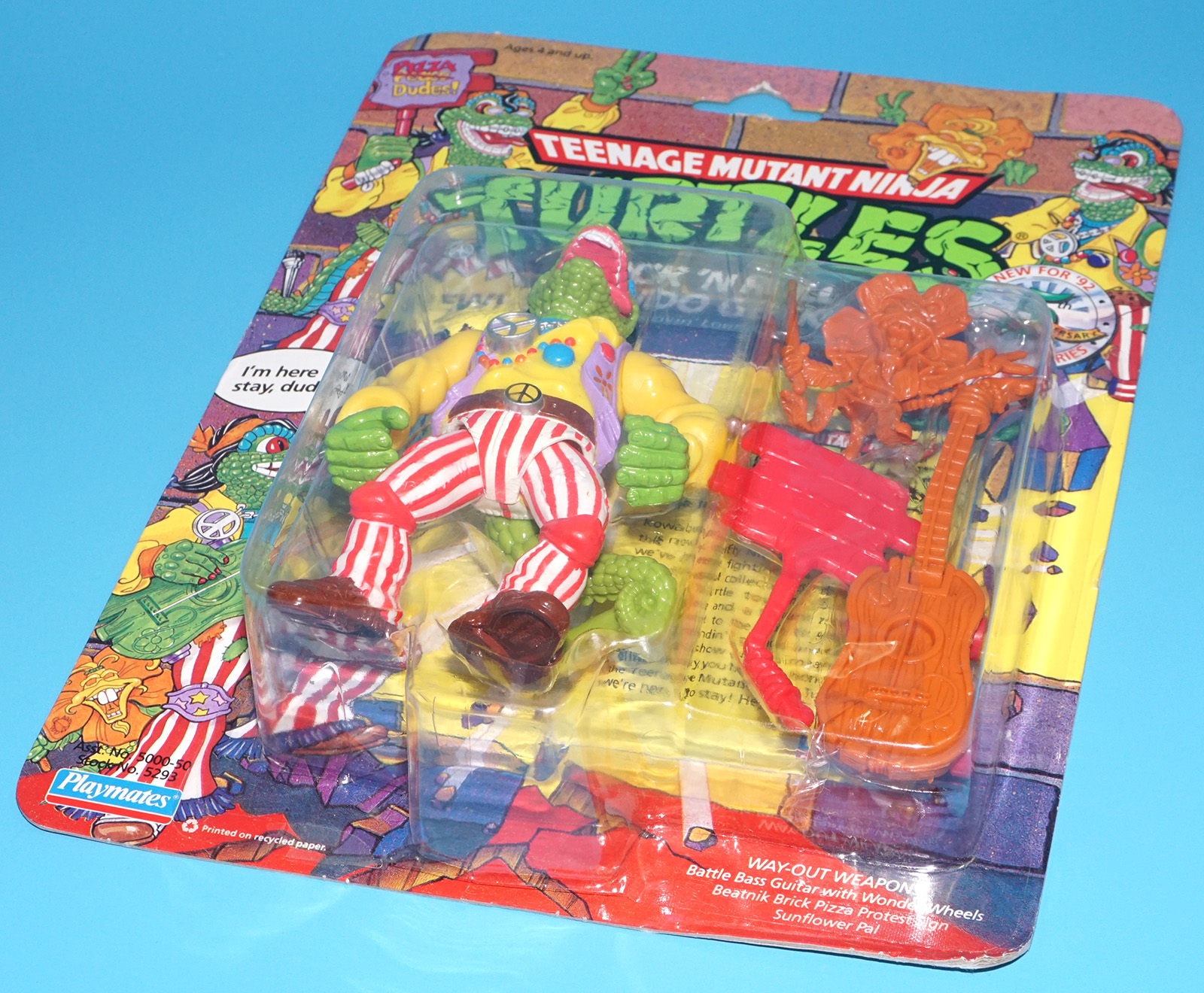 TMNT TEENAGE MUTANT NINJA TURTLES ROCK 'N ROLL MONDO GECKO MOC MOSC SEALED US CARD 1992 PLAYMATES - Image 7