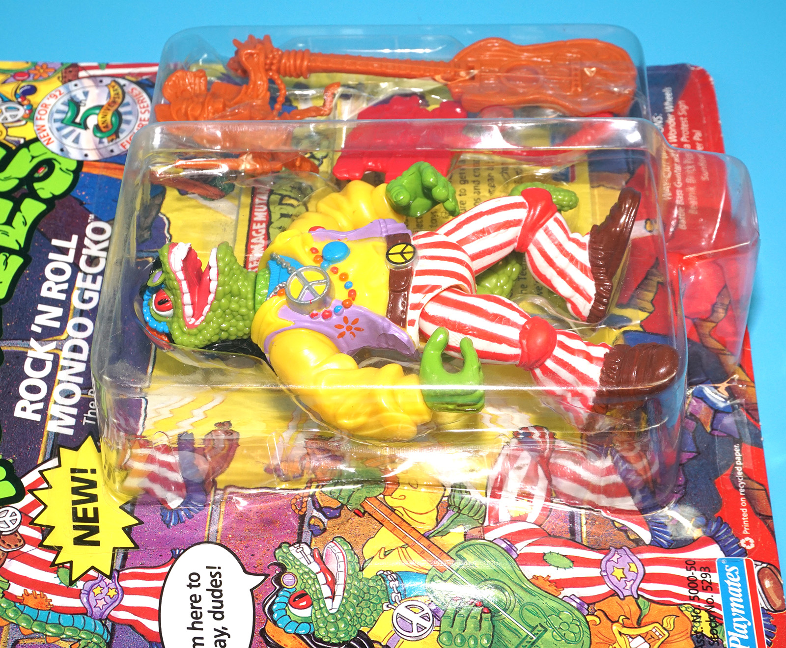 TMNT TEENAGE MUTANT NINJA TURTLES ROCK 'N ROLL MONDO GECKO MOC MOSC SEALED US CARD 1992 PLAYMATES - Image 8