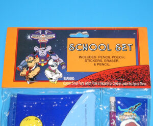 BIKER MICE FROM MARS SCHOOL SET PENCIL POUCH STICKERS ERASER MOC MOSC SEALED PACK 1993 IMPACT INTERNATIONAL INC.