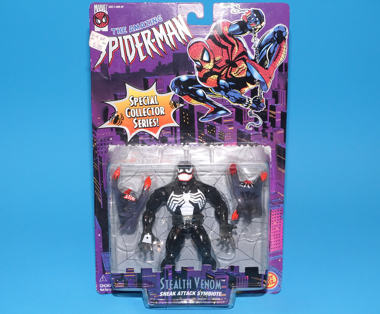 MARVEL THE AMAZING SPIDER-MAN STEALTH VENOM MOC MOSC US CARD 1996 TOY BIZ