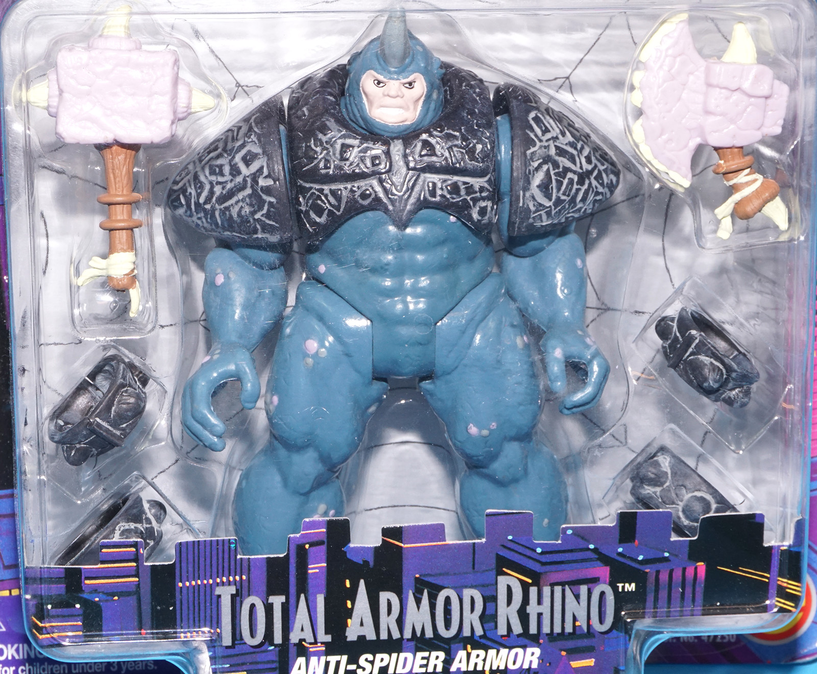 MARVEL THE AMAZING SPIDER-MAN TOTAL ARMOR RHINO MOC MOSC US CARD 1996 TOY BIZ - Image 2