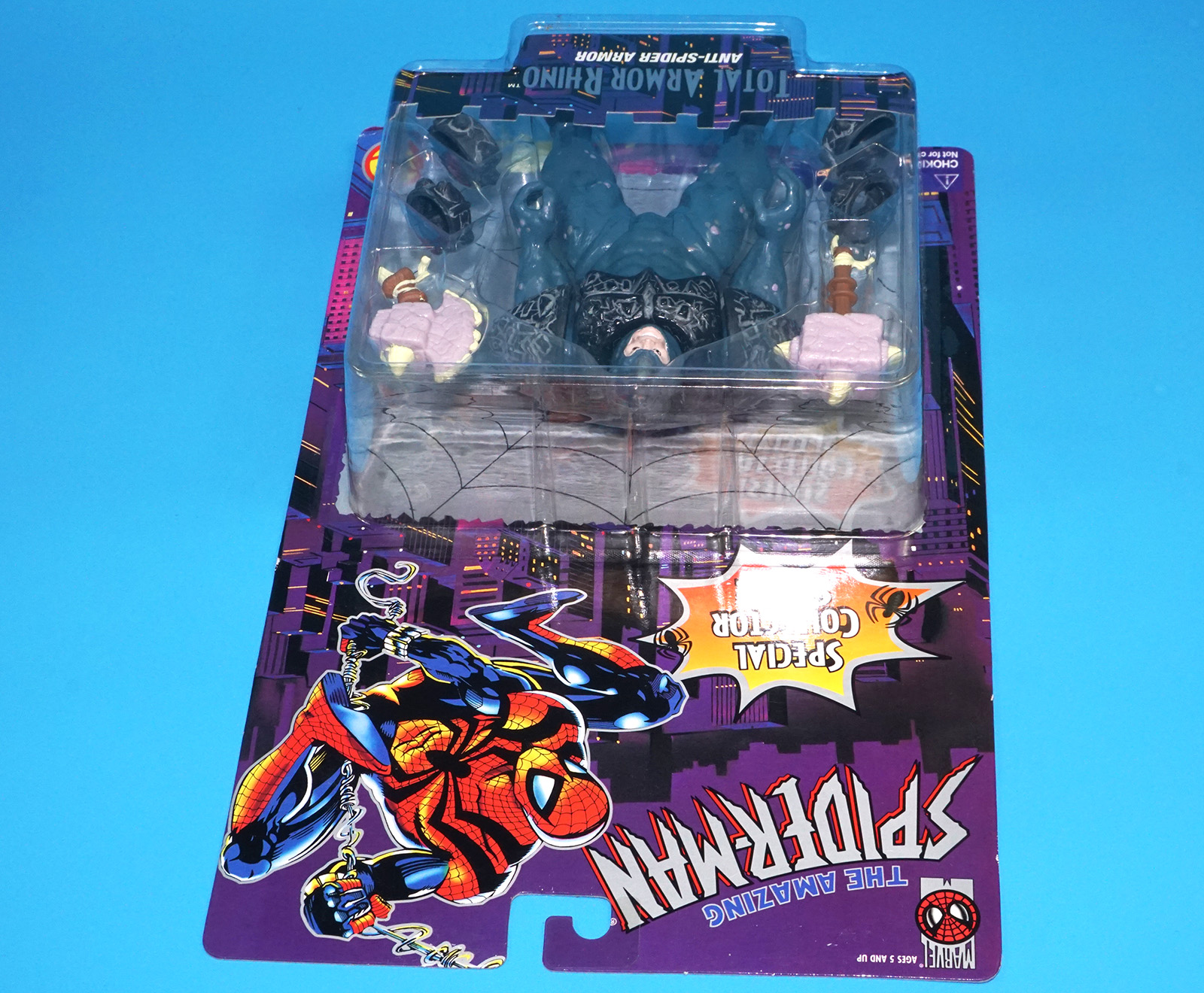 MARVEL THE AMAZING SPIDER-MAN TOTAL ARMOR RHINO MOC MOSC US CARD 1996 TOY BIZ - Image 4