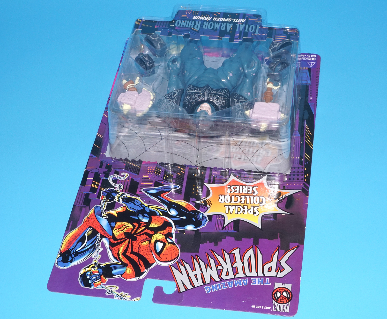 MARVEL THE AMAZING SPIDER-MAN TOTAL ARMOR RHINO MOC MOSC US CARD 1996 TOY BIZ - Image 5