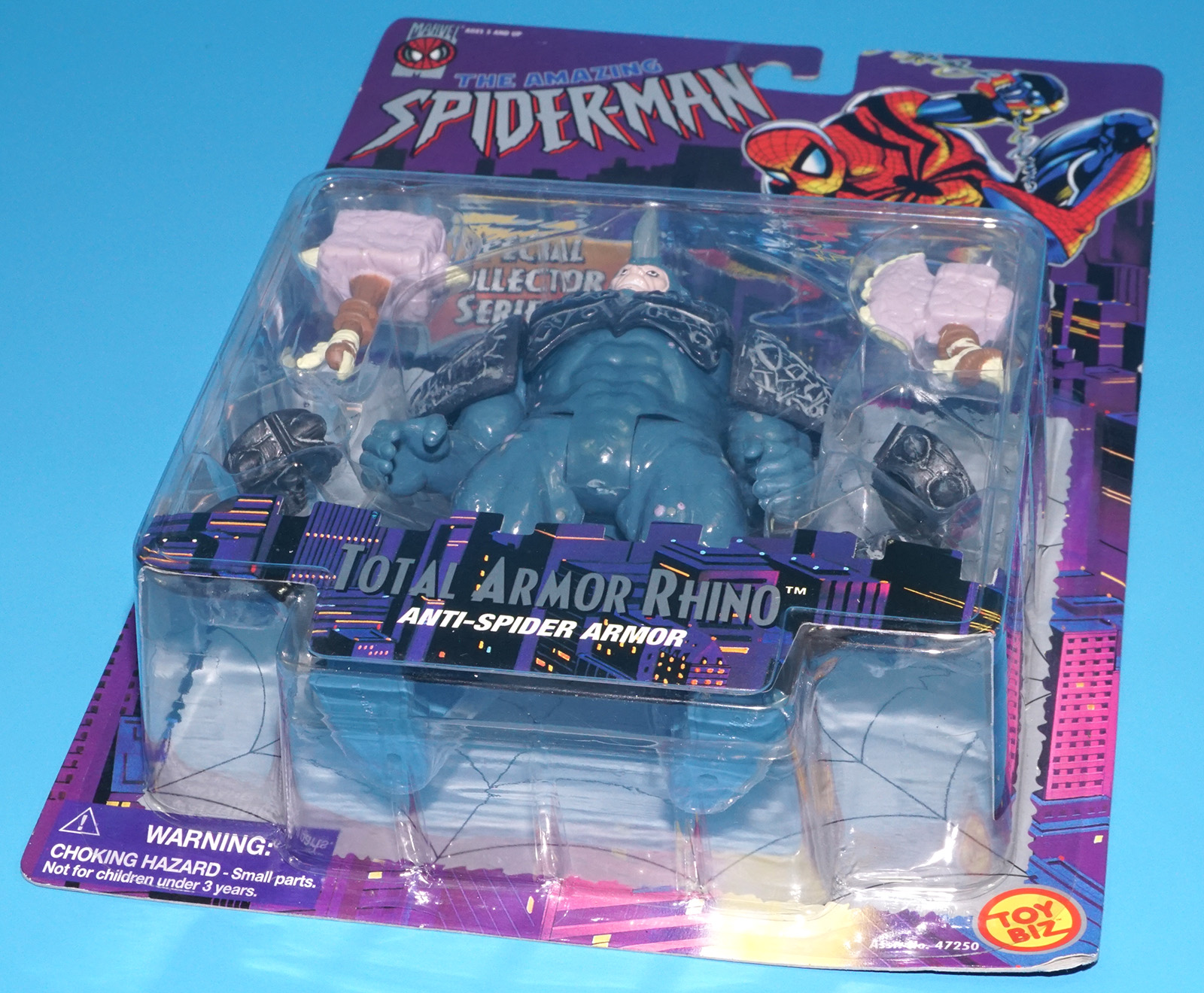 MARVEL THE AMAZING SPIDER-MAN TOTAL ARMOR RHINO MOC MOSC US CARD 1996 TOY BIZ - Image 7