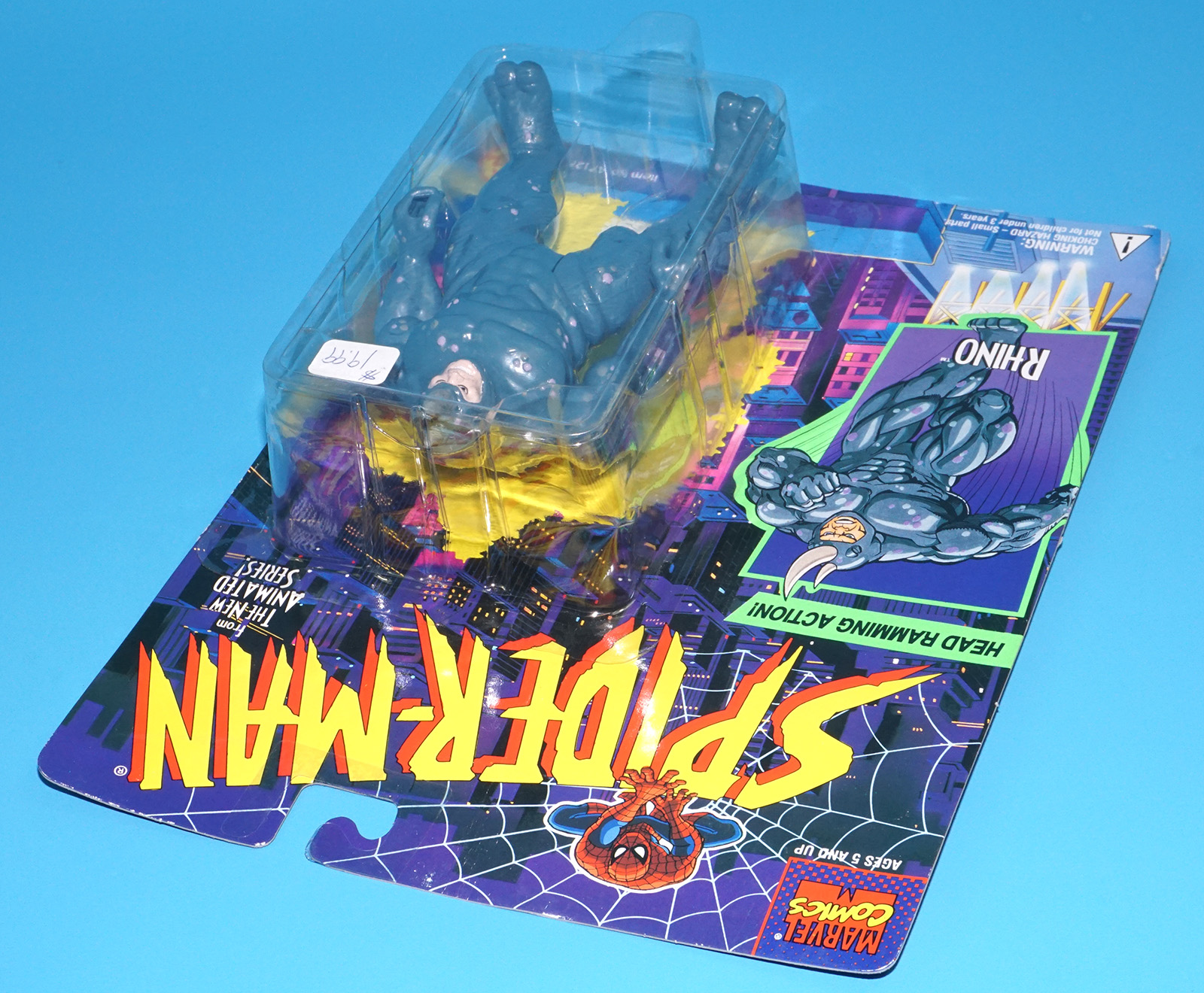 MARVEL SPIDER-MAN ANIMATED SERIES RHINO MOC MOSC US CARD 1995 TOY BIZ - Image 4