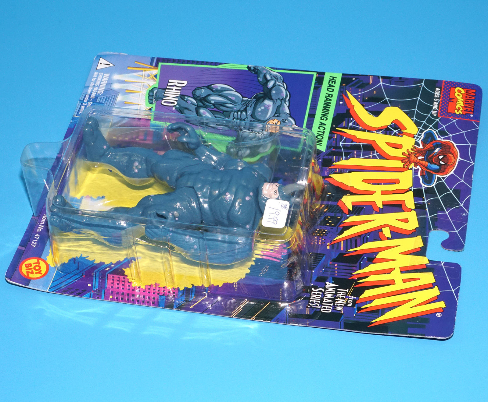MARVEL SPIDER-MAN ANIMATED SERIES RHINO MOC MOSC US CARD 1995 TOY BIZ - Image 6